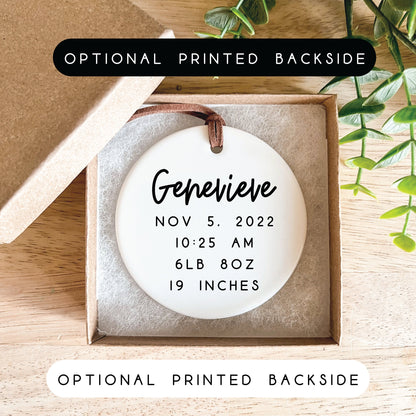 Baby's First Christmas Ornament / Ceramic Porcelain Ornament / Baby Birth Stats / Personalized Newborn Ornament / Gift for New Parents