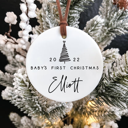 Baby's First Christmas Ornament / Ceramic Porcelain Ornament / Baby Birth Stats / Personalized Newborn Ornament / Gift for New Parents