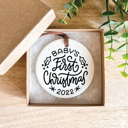 Baby's First Christmas Ornament / Ceramic Porcelain Ornament / Baby Birth Stats / Personalized Newborn Ornament / Gift for New Parents