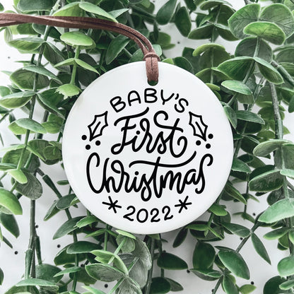 Baby's First Christmas Ornament / Ceramic Porcelain Ornament / Baby Birth Stats / Personalized Newborn Ornament / Gift for New Parents