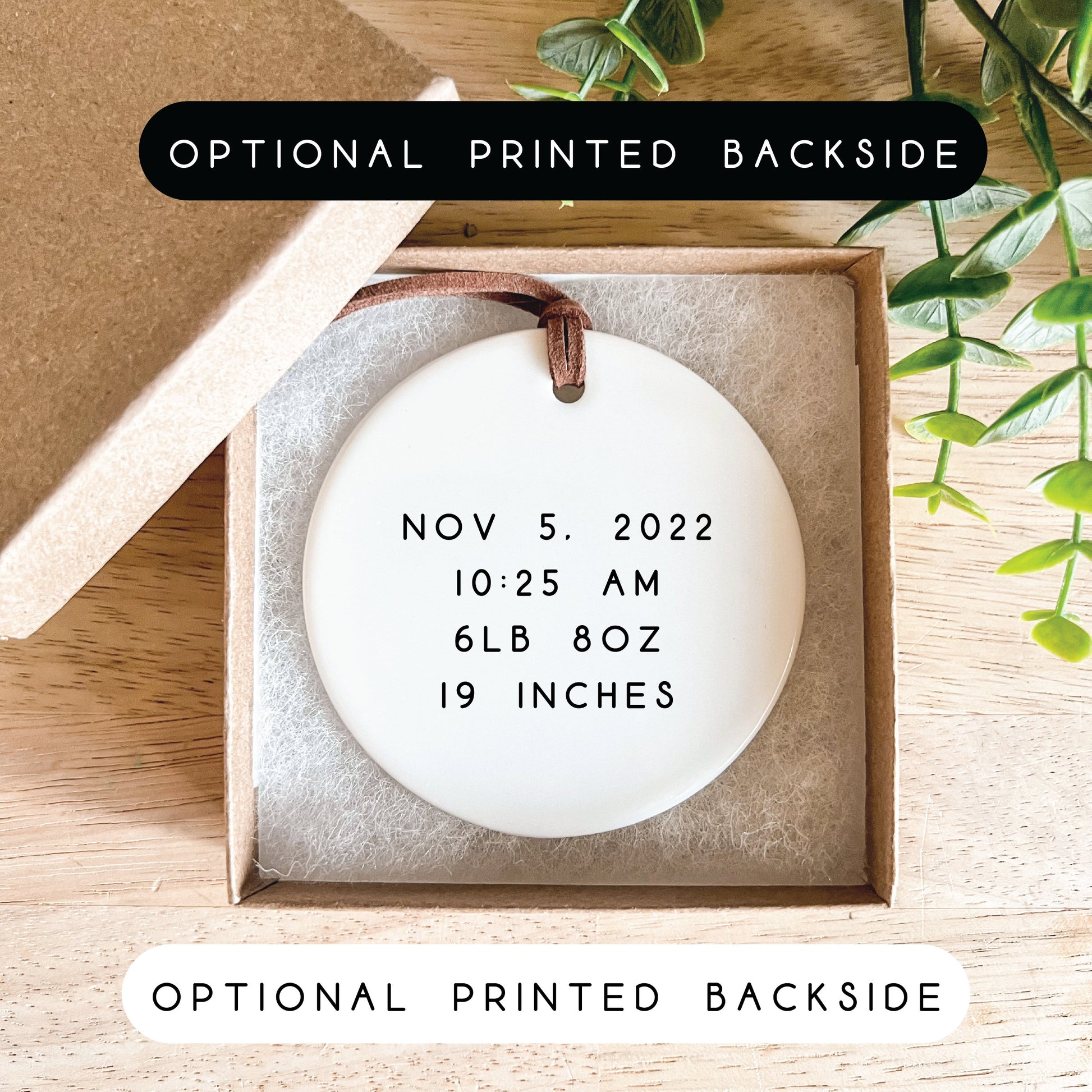 Christmas Ornament / Ceramic Porcelain Ornament / Baby Birth Stats / Personalized Newborn Ornament / Gift for New Parents / Festive VW Van